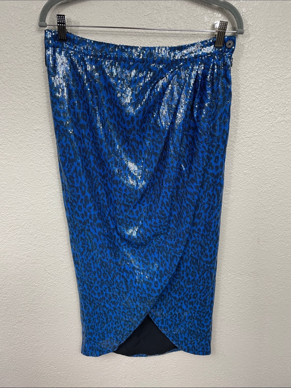 NWT Zadig & Voltaire Jamelia Sequins Leopard Azul Blue Midi Skirt Sz 42 - Picture 2 of 11